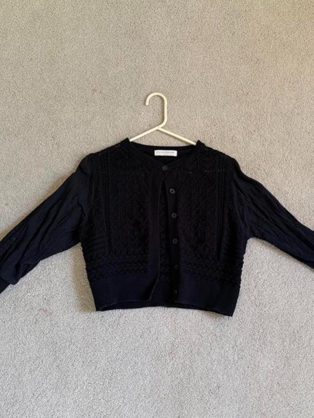 Stitch and Feather Black Button-Front Women's Sweater Cardigan